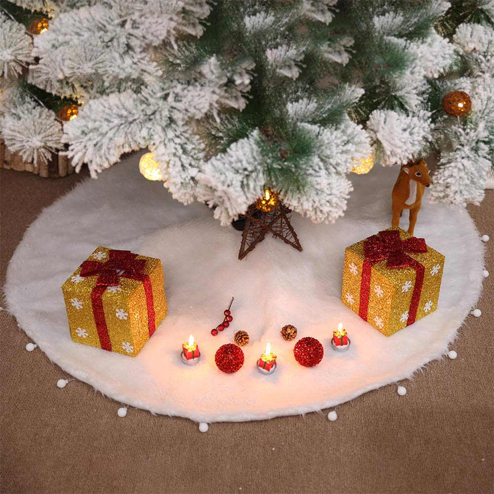 Airich Peluche Jupe Arbre De Noel Blanche Fausse Fourrure Jupe Sapin De Noel Jupe Darbre De Noel Tapis Couvre Pied Sapin Noel Blanc Decorations De Noel Decorations De Saison Decoration De La