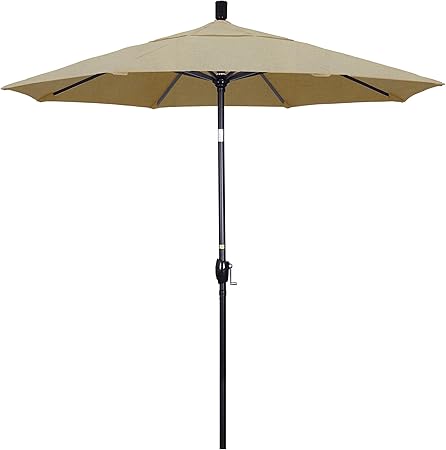 Amazon Com California Umbrella Gspt758302 5476 7 5 Round Aluminum Market Crank Lift Push Button Tilt Black Pole Sunbrella Heather Beige Patio Umbrella Acrylic Patio Umbrellas Garden Outdoor