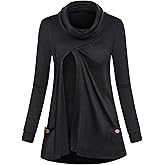 Joymom Maternity Warm Cowl Neck Nursing Sweatshirt Breastfeeding Tunic Tops