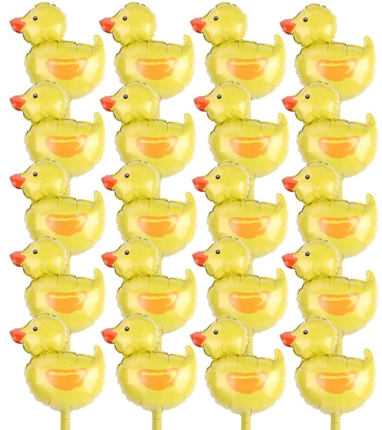 20 Mini Duck Balloons - Yellow Duck Foil Balloons for Baby Shower Decorations