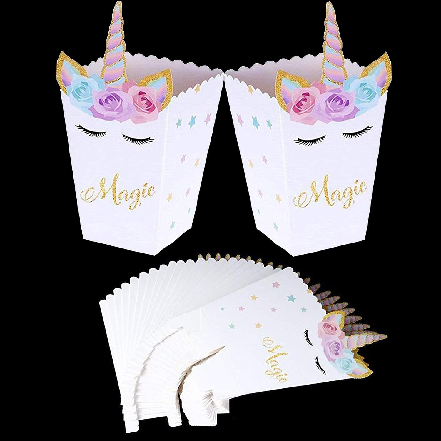 Sumerk 12 Pack Unicorn Popcorn Boxes Snack Boxes Candy Boxes Unicorn Party Favor Boxes Party Food Cookie Containers Baby Shower Birthday Party Decorations Supplies - Image 4