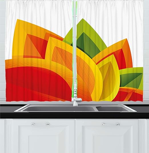 Amazon Com Ambesonne Abstract Kitchen Curtains Digital Abstract