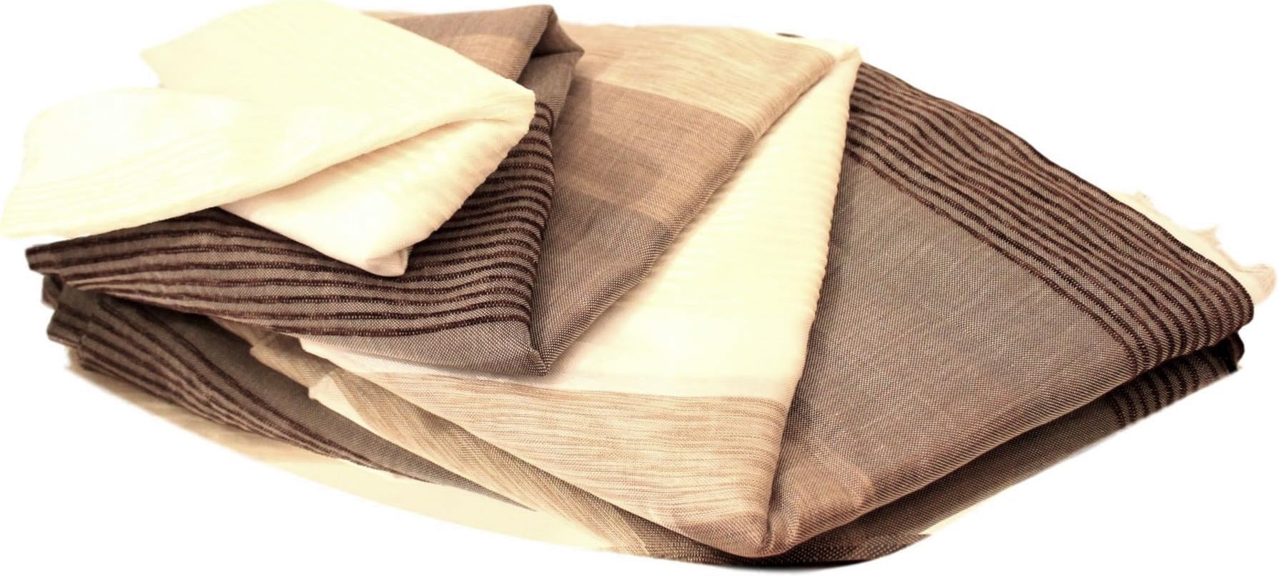 Traditional Moroccan Hand Loomed Sabra Silk (Cactus Silk) and Wool Throw - White & Dark Beige