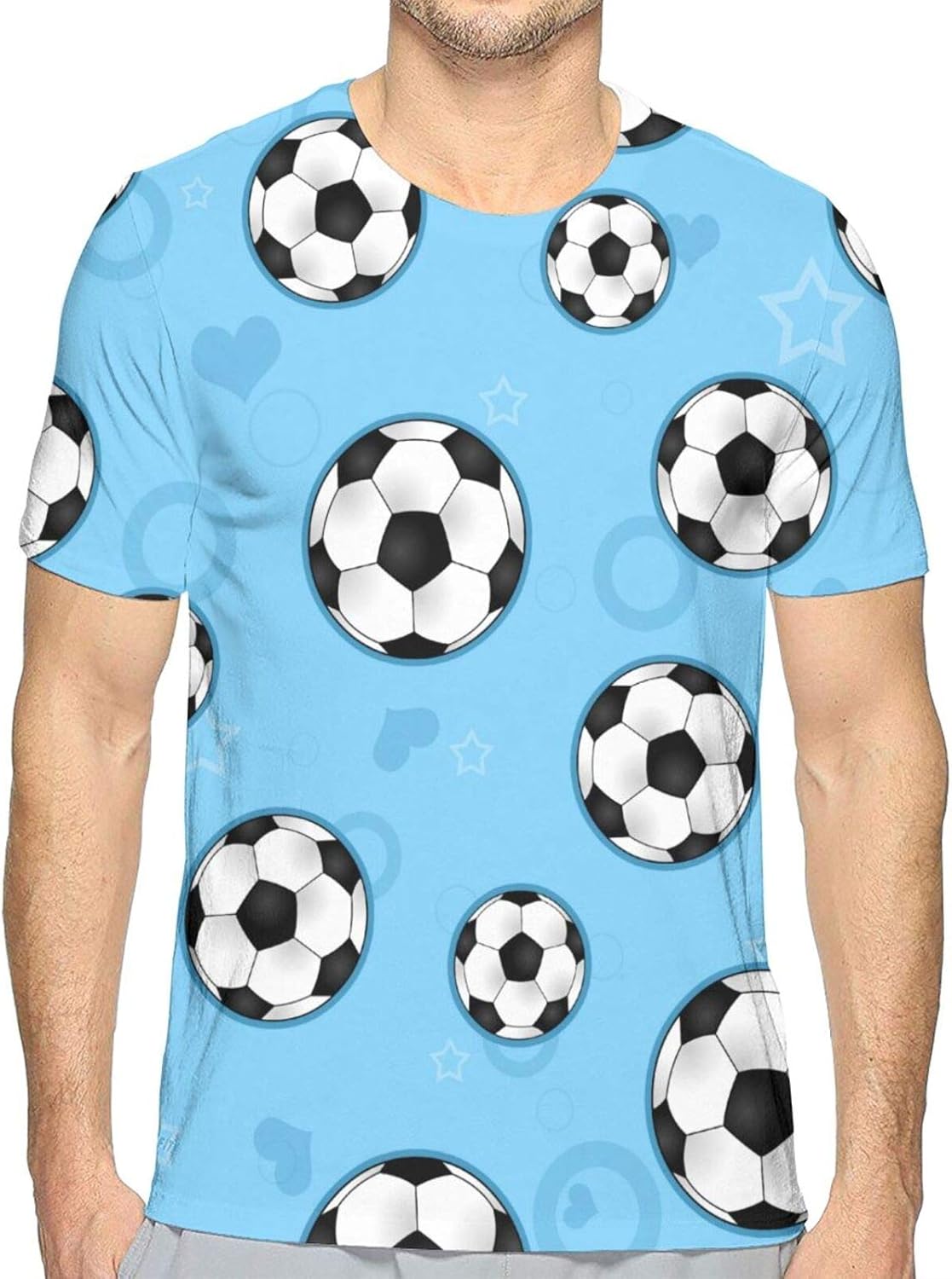 Cute Blue Soccer Ball Men's Short Sleeve TShirt Men's Funny TShirt