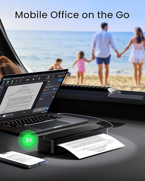 PORTABLE PRINTERS WIRELESS FOR TRAVEL, INKLESS THERMAL PRINTER SUPPORT 8.5″ X 11″ US LETTER & A4 SIZE, MOBILE BLUETOOTH PRINTER COMPATIBLE WITH IOS, ANDROID & LAPTOP FOR HOME OFFICE CAR (WHITE)
