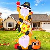 6FT Thanksgiving Inflatables Outdoor Decoration Inflatable Three Gnomes, Built in LED Lights Blow Up Yard Decorations for Fall Holiday Party Garden Lawn D&eacute;cor