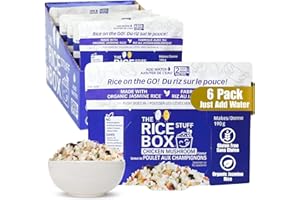 The Rice Stuff Box Instant Rice - Non GMO & Gluten Free Seasoned Rice | Ready to Eat Chicken Mushroom Jasmine Rice Meals (Pac