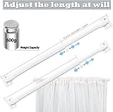 Venvemong 2Pcs Extendable Net Curtain Rods 50-80cm White with 6 Sticky Hooks view 2