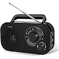 DreamSky AM FM Portable Radio Plug in Wall or Battery Operated for Home & Outdoor, Strong Reception, Large Dial Easy to Use, Transistor Antenna, Headphone Jack, Small Gifts for Seniors Elderly