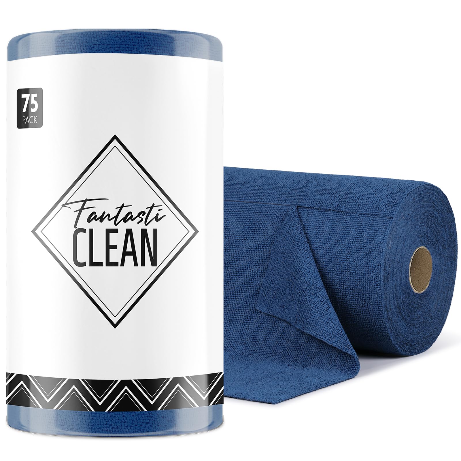 Photo 1 of Fantasticlean Microfiber Cleaning Cloth Roll -75 Pack, Tear Away Microfiber Towels, 12" x 12", Reusable, Washable, Scratch Free, Ultra Absorbent Dish Rags for Car, Home, Garage or Shop (Navy Blue)