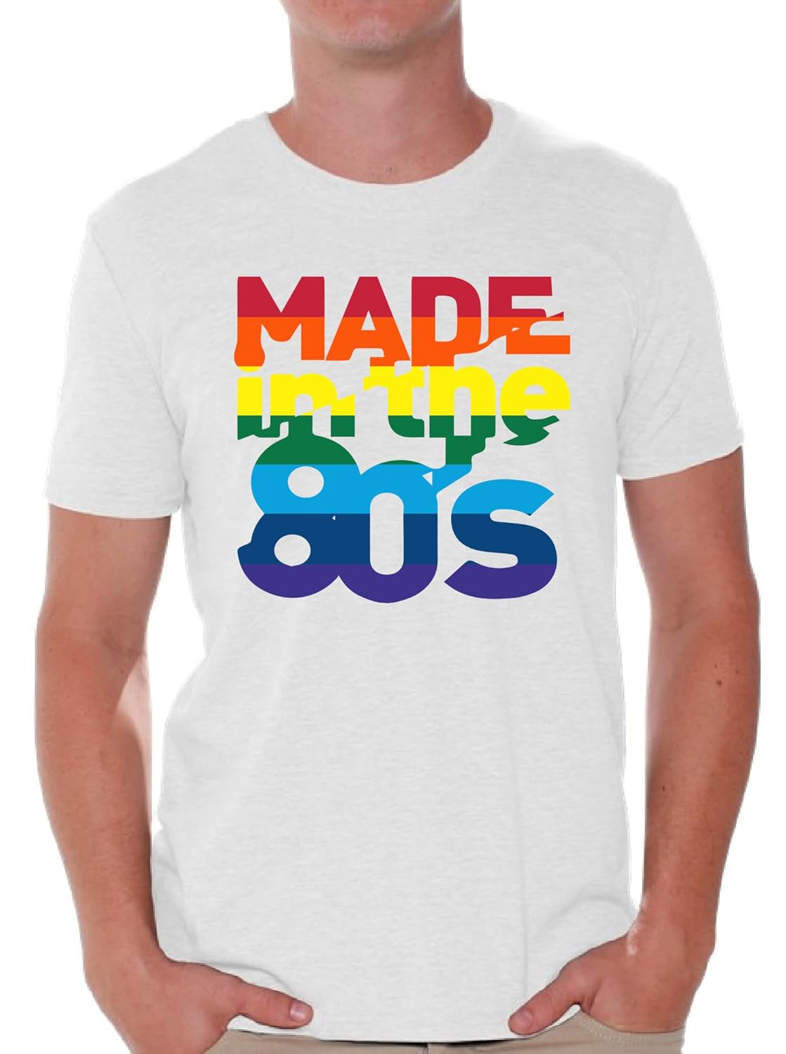 Awkward Styles Men's Made in The 80's Rainbow T Shirt Tops Birthday Gift Idea