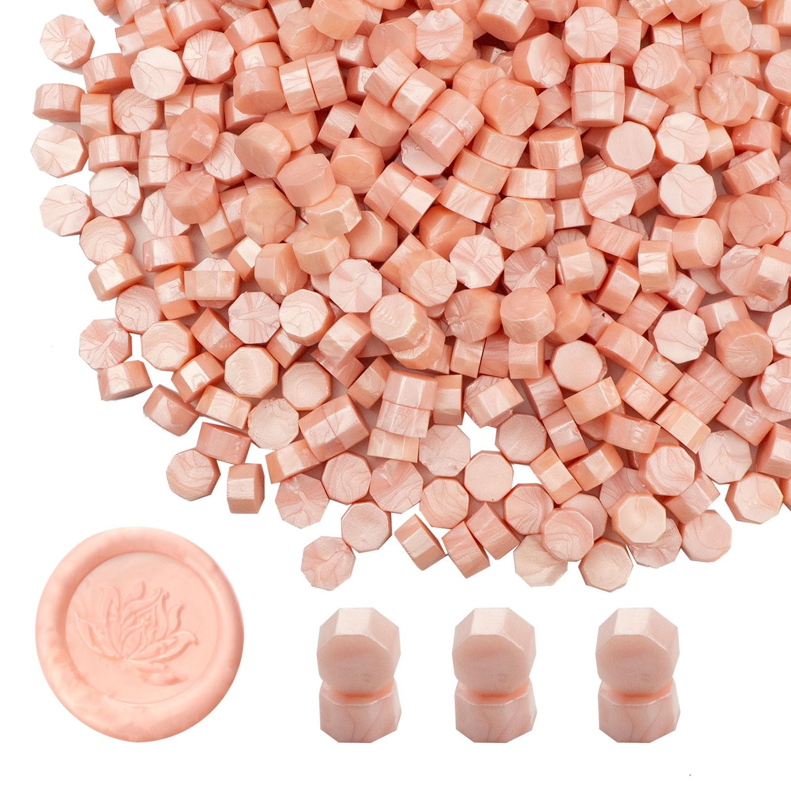 Ioggtser 500 PCS Octagon Sealing Wax Beads for Wax Seal Stamp, Pearlescent Pink