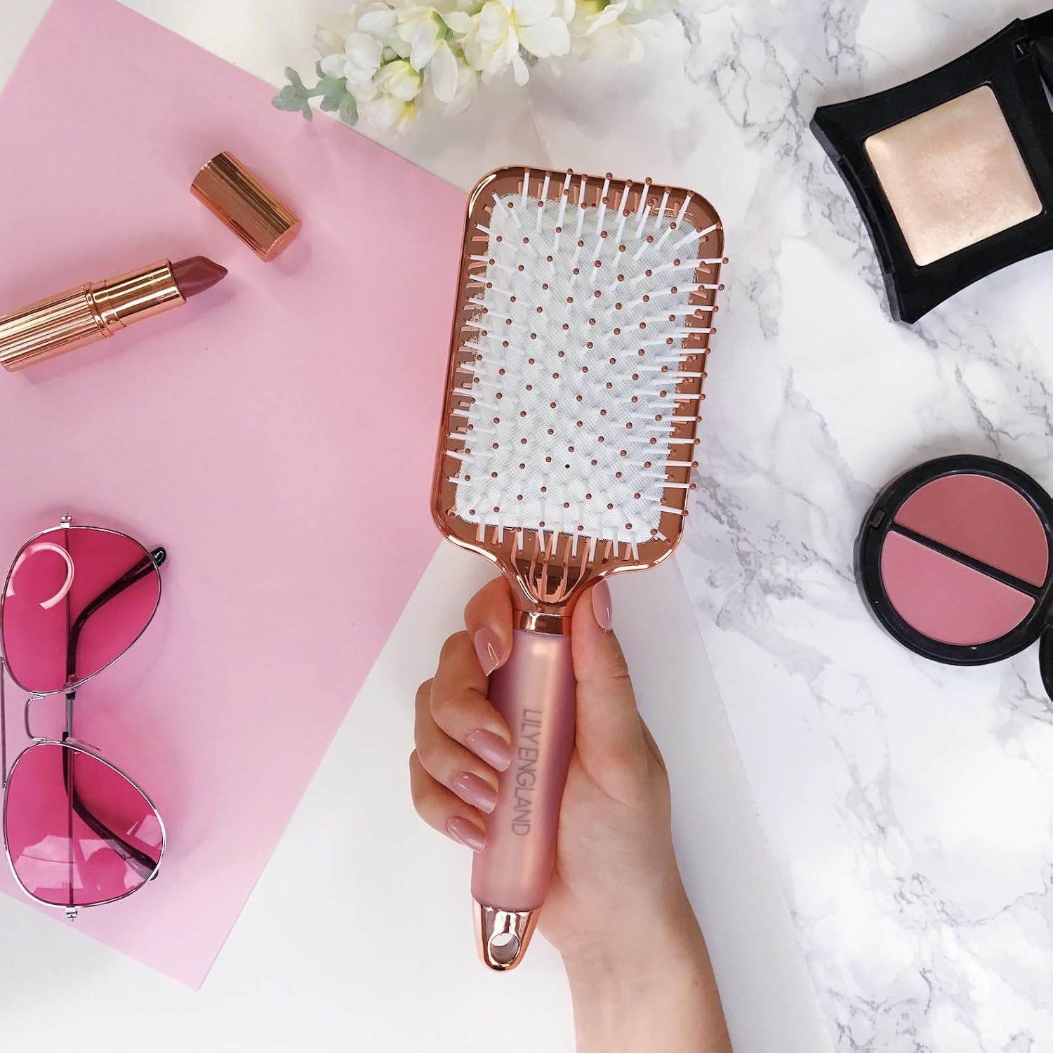 Paddle Hair Brush Women with Easy Grip Gel Handle, Paddle Brush for Blow Drying Detangling, & Straightening - Image 3