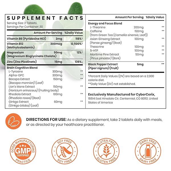 17-IN-1 BRAIN SUPPLEMENT FOR MEMORY AND FOCUS – NOOTROPIC BRAIN SUPPLEMENT FOR CONCENTRATION, CLARITY, ENERGY & FOCUS – NATURAL CAFFEINE BLEND WITH VITAMINS, AMINO ACIDS & HERBAL EXTRACTS – 60 TABLETS