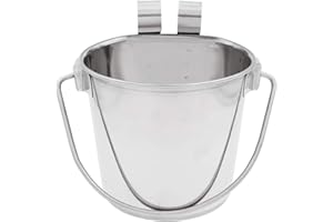 FUZZY PUPPY PET PRODUCTS Fuzzy Puppy Flat Sided Pail with Dual Hooks, Snugly Fit On Dog, Cat and Critter Crates & Cages, Heavy Duty Stainless Steel | 2 Quart (PN: FSP-2)