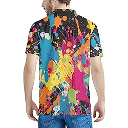HUGS IDEA Rainbow Splatter Paint Top Shirts for Men