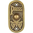 Wired Brass Doorbell Chime Push Button in Antique Brass Finish Vintage Decorative Door Bell with Easy Installation, 3 1/8" X 1 1/2"