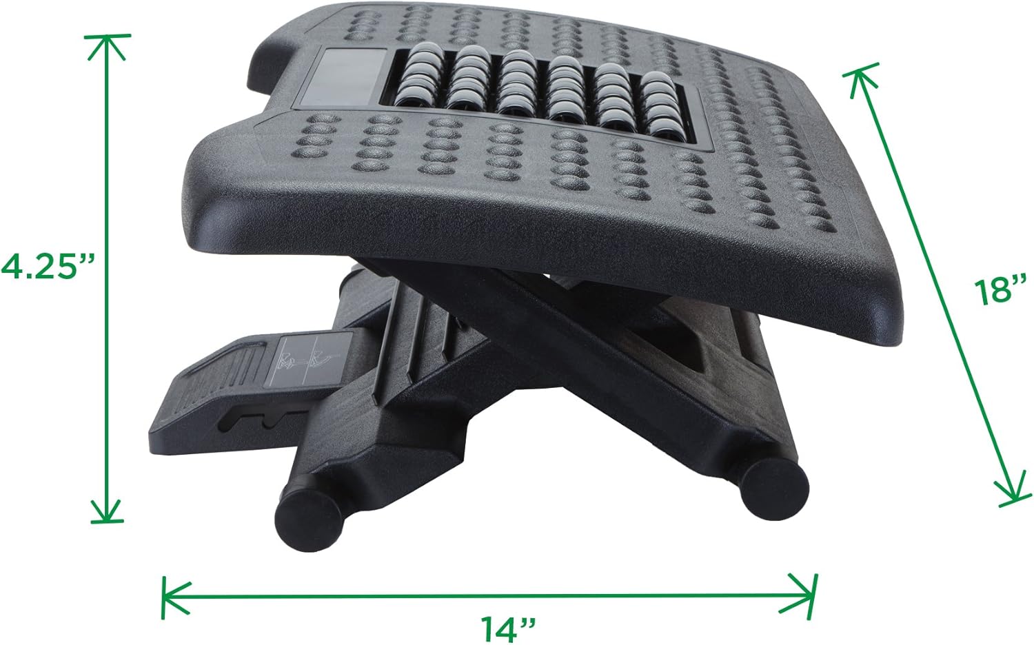 Mind Reader Adjustable Height Ergonomic Foot Rest with Massage Rollers, Black: Home & Kitchen