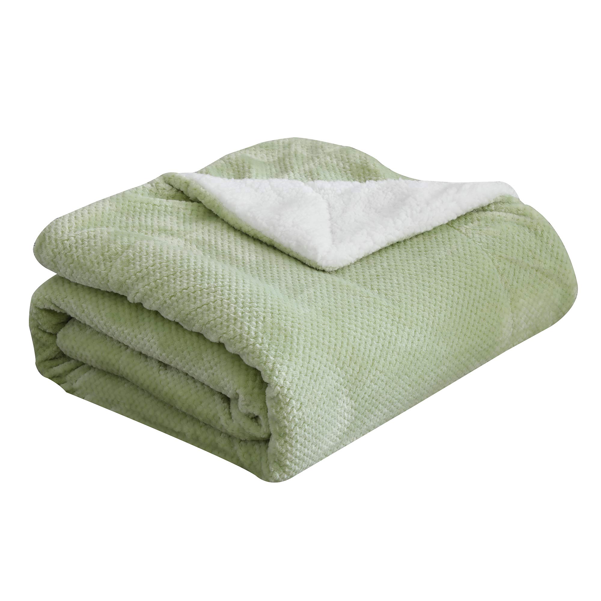 SOCHOWWaffle Sherpa Fleece Throw Blanket, Super Soft Fuzzy Warm, Lightweight Fluffy Reversible Plush Blanket for Bed Sofa Couch, 127cm×150cm Lime GreenOEKO-TEX STANDARD 100