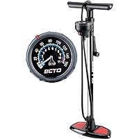 Beto Bike Pump Portable - Bicycle Floor Pump with Industrial Top-Mounted Gauge & Air Bleed Button - Presta Schrader Dunlop Va