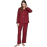 TONY AND CANDICE Women's 100% Cotton Long Sleeve Flannel Pajama Set Sleepwear