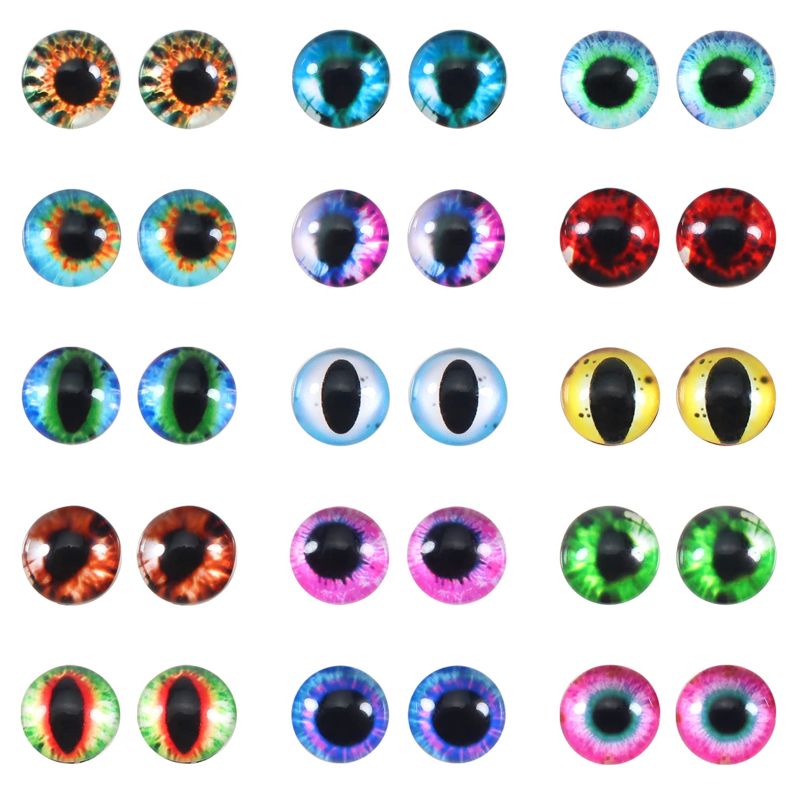 TOAOB 60 Pieces Safety Eyes 12 mm Round Dragon Eyes Cabochons Made of Glass Dolls Eyes for Crafts for Toys Accessories Plush Toy Crochet Animals Doll Puppet Teddy Eyes
