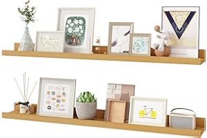 Heimlove Floating Shelves for Wall, 36 Inches Long Wall Shelves Set of 2, Wood Storage Shelves with Ledge for Bathroom Shower