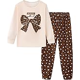 Mikrdoo Girls Pajamas Kids 2 Piece Pjs Set Soft Cozy Long Sleeve Top and Pants Stretchy Girls' Sleepwear Size 4-14 Years