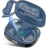 DUSONLAP Wireless Earbuds, Bluetooth 5.4 Headphones wiht HiFi Stereo, 32H Playback Open Ear Earbuds with ENC Mic, IPX7 Waterproof Sport Earbuds with Ear Hooks for Laptop Pad Android/iOS Phones, Blue