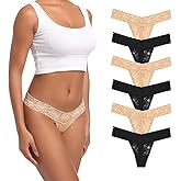 Yuamose Lace Thongs For Women Plus Size Sexy Underwear T Back Stretch Womens Thongs Underwear 5/6/10 Pack