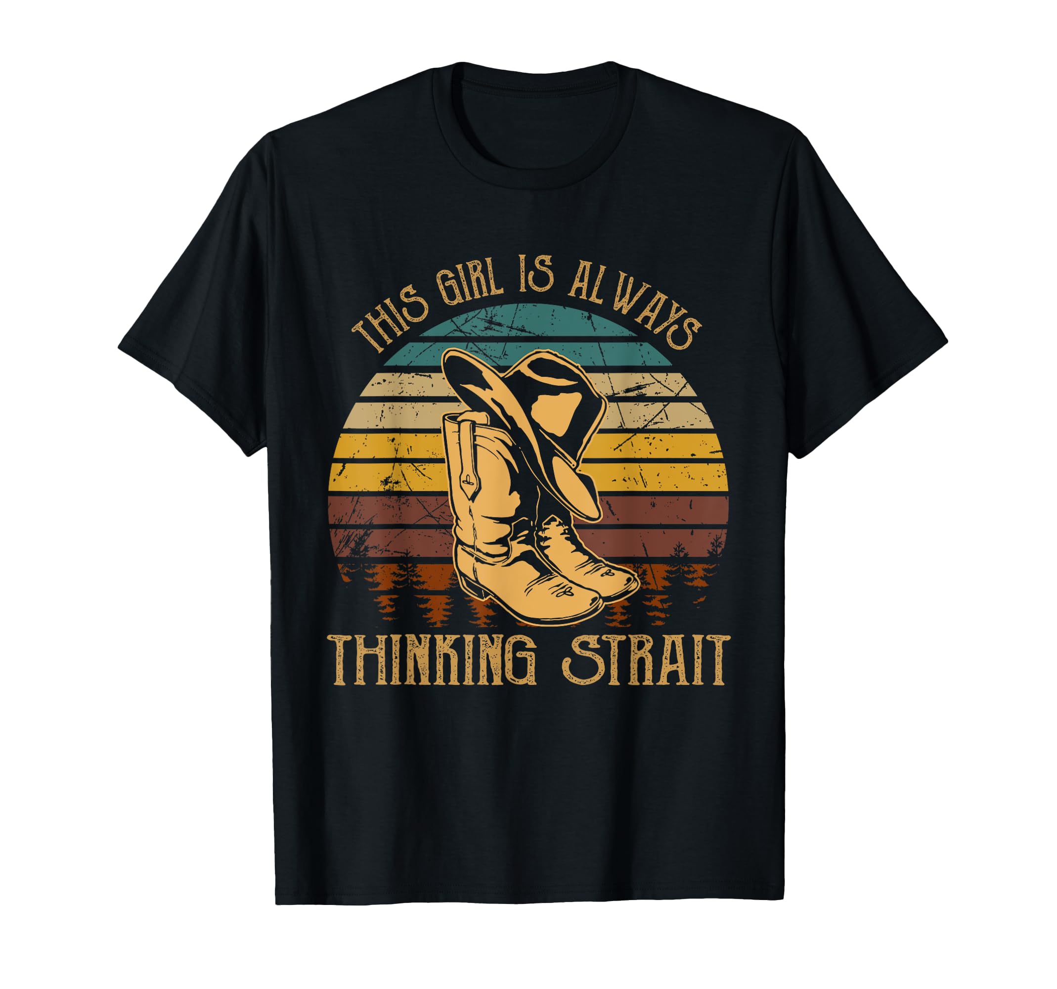 Photo 1 of ***WHITE***This Girl Is Always Thinking Strait Tees Cowboys Music Lover T-Shirt
