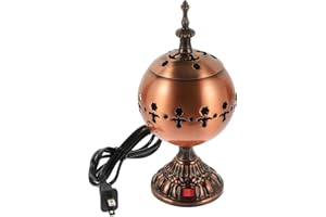 Alasum Electric Incense Burner - Vintage Metallic Censer with US Plug - Decorative Aromatherapy Ornament for Frankincense, Ou
