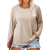 Imily Bela Womens Plus Size Tops Crewneck Long Sleeve Top Super Soft Shirts Oversized Basic Tees Loose Tunic