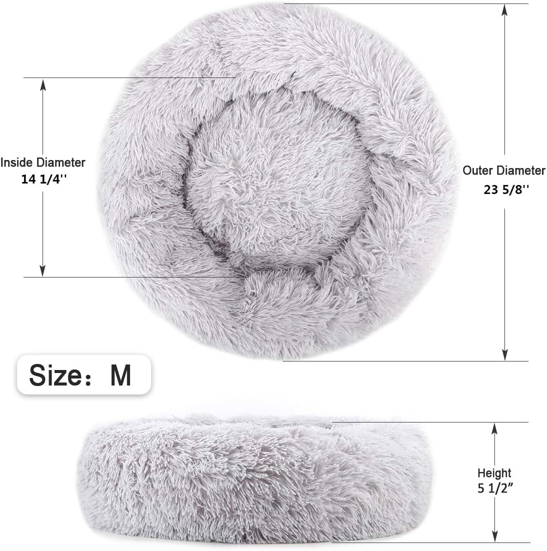 NOYAL Donut Dog Cat Bed, Soft Plush Pet Cushion, Anti-Slip Machine Washable Self-Warming Pet Bed - Improved Sleep for Cats Small Medium Dogs (Multiple Sizes) : Pet Supplies
