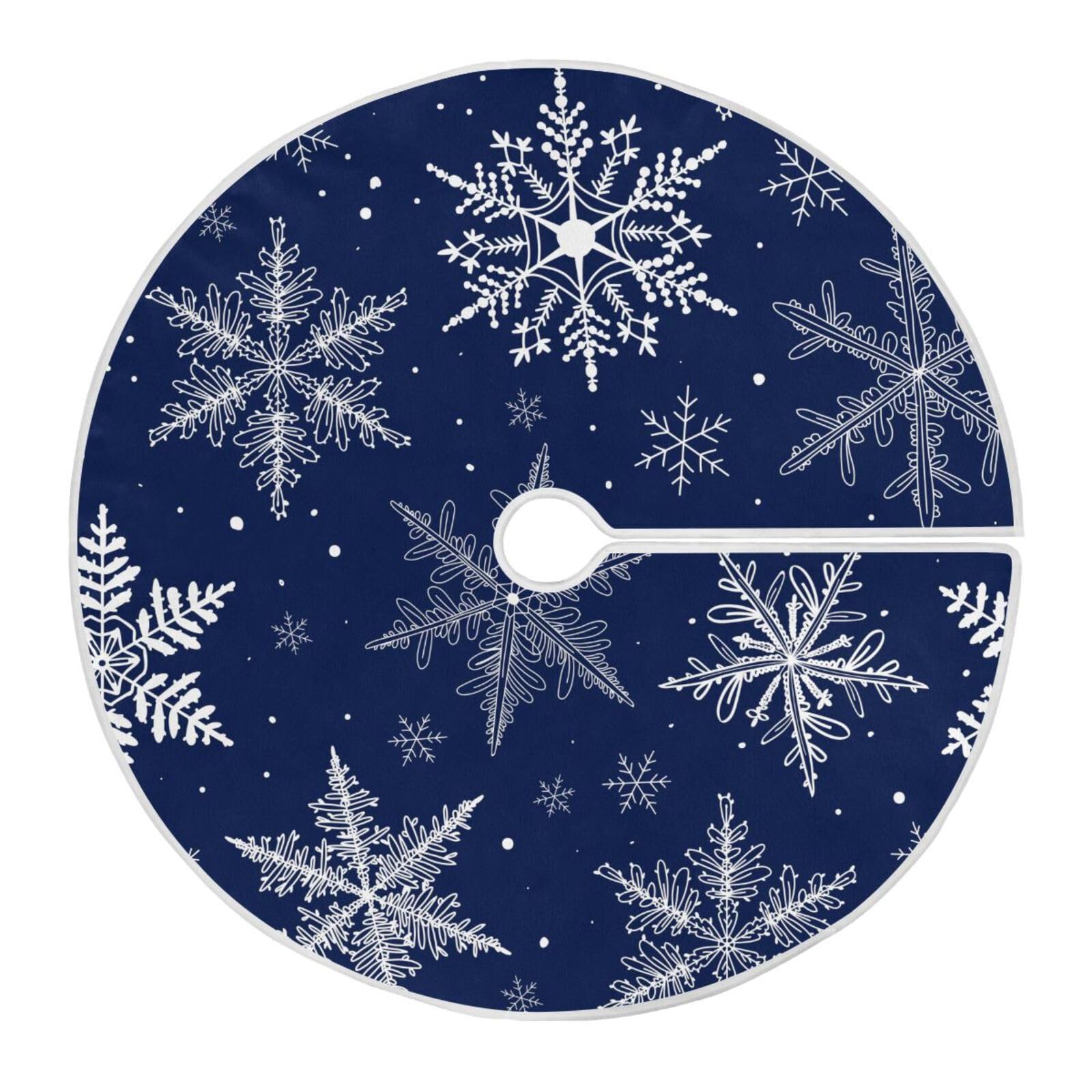Christmas Tree Skirt Christmas Snowflake Blue 48 Inch Xmas Tree Mat Christmas Tree Skirt Ornament Tree Base Cover Mat for Christmas Decorations New Year Party Holiday 120cm