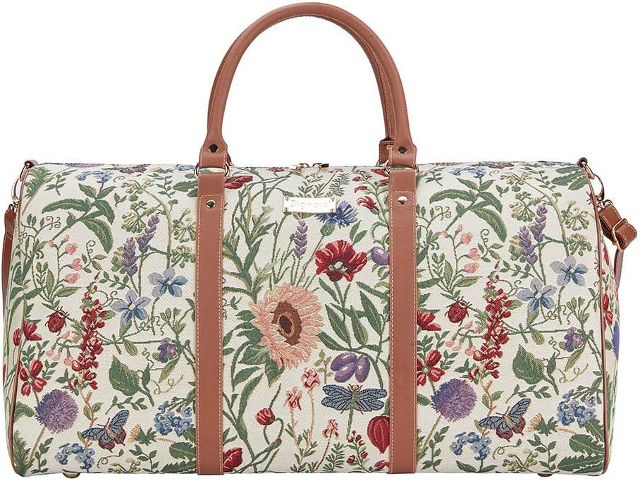 Signare Tapestry Large Duffel Bag Overnight Bags Weekend Bag for Women with Garden Design (Morning Garden BHOLD-MGD)