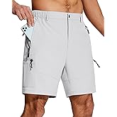 Mens Hiking Cargo Shorts 7" Inseam 6 Zipper Pockets Stretch Quick Dry Lightweight Short for Golf Casual Fishing Work