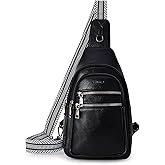 YEWSEA 8L Sling Bag For Women Men Backpack Crossbody Fanny Pack Travel Shoulder Bags Purse Handbag Gifts For Her PU Leather Black