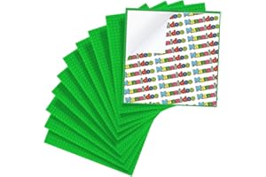 MANNIDOO Peel-and-Stick Baseplates, 10 Packs 10" x 10“ Classic Adhesive Building Base Plates for Walls and Tables - 100% Compatible with All Major Brands (Green)