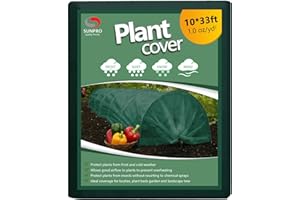SUNPRO Green Plant Covers Freeze Protection, 10 x 33Ft Frost Blankets for Outdoor Plants Frost Cloth Plant Freeze Protection Cover Floating Row Cover Garden Fabric for Frost/Pest Protection