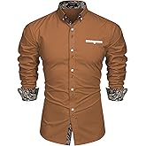 COOFANDY Mens Dress Shirt Long Sleeve Casual Button Down Paisley Shirts Party Wedding Dress Shirt