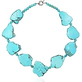 none Lii Ji 19" Big Irregular Shape Blue Simulated Turquoise Howlite Statement Necklace