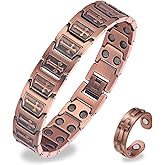 Fashtour Magnetic Bracelet and Ring Set for Men, 99.99% Pure Copper Jewelry, Adjustable Cross & Celtic Knot Design, Gift for Dad