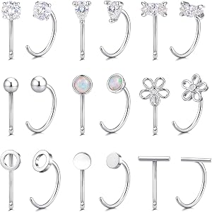 YADOCA 9 Pairs Small Backless Half Hoop Earrings for Women Surgical Steel | Stay Close Hoop Earrings Hypoallergenic Open Hugg