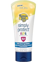 Banana Boat Simply Protect Mineral-Based Sunscreen Lotion for Kids, SPF 50+, Tear Free, 25% Fewer Ingredients, 6 Ounces