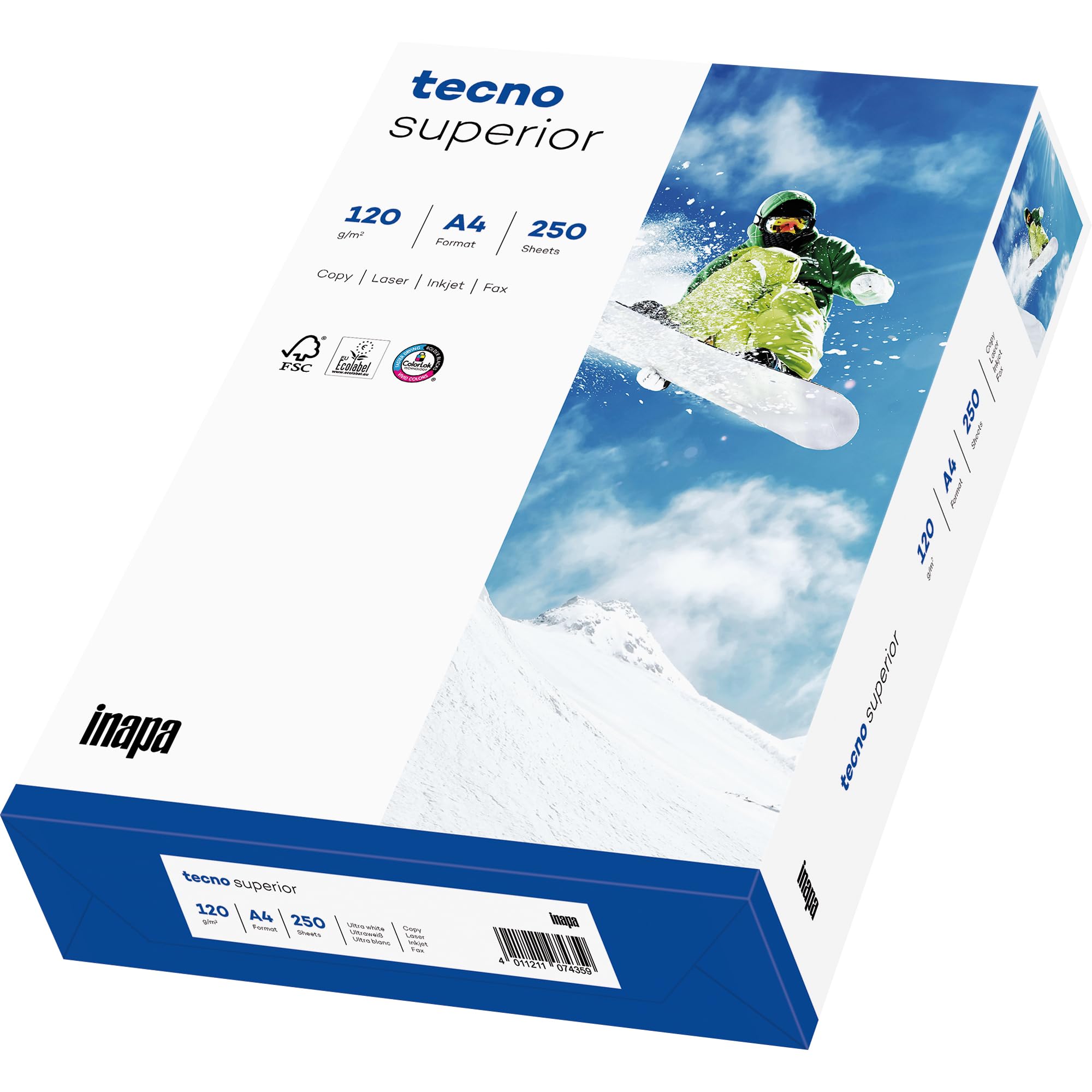 inapa Tecno Superior Printer/Copier Paper 120 g/m² A4 250 Sheets Brilliant White