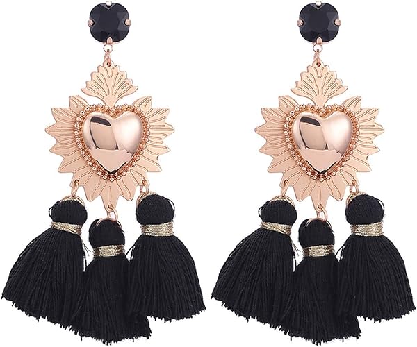 Amazon Showhome タッセルピアス レディース Brincos ビッグピアス ロングペニス ボヘミアン ウェディングピアス ブラック ピアス 通販