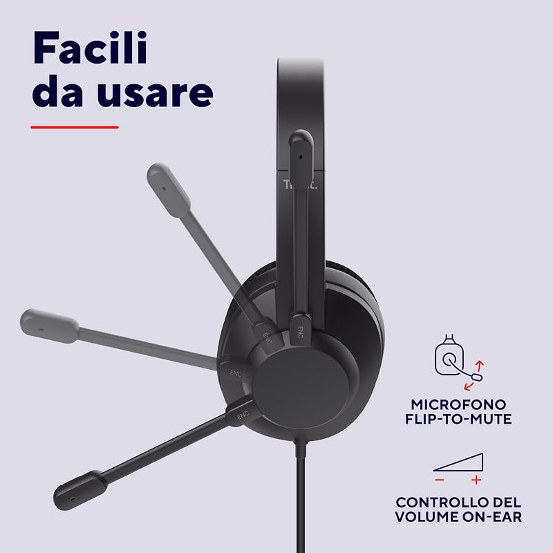 Ayda Max USB Cuffie con Microfono ENC Cancellazione del Rumore, Nero