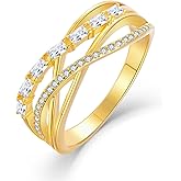 STARCHENIE Twisted Knot Ring 925 Sterling Silver Cubic Zirconia Infinity Crisscross Crossover Statement Rings Birthstone Jewelry for Women Size 5-10