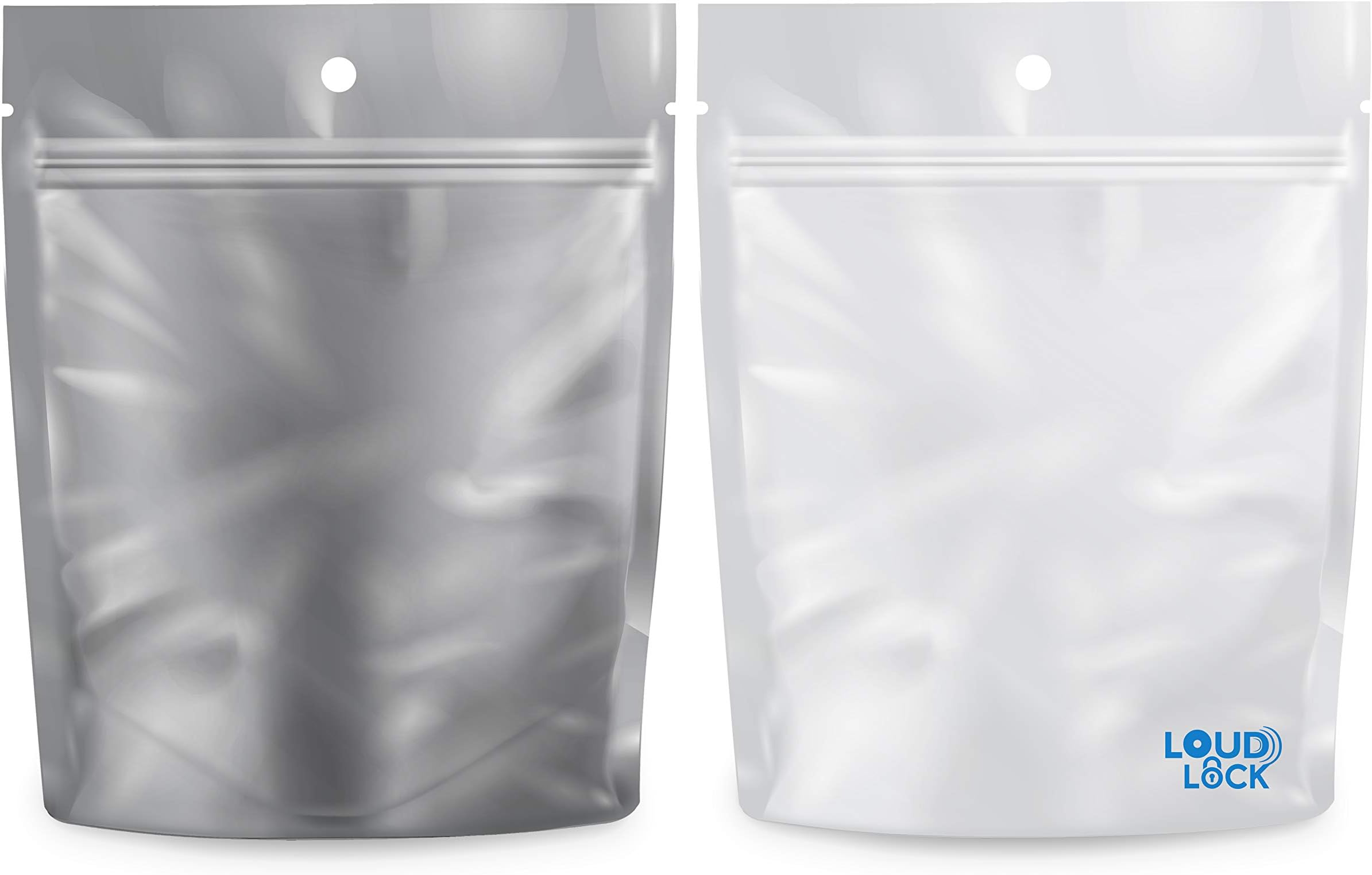 Loud Lock Mylar Bags Smell Proof - 1 Gram White/Clear - 1000 Count -4.12 X 3.35 6mil Thickness - Packaging Bags - Mylar Bags For Food Storage - Resealable Bags - Edible Packaging - Dry Herb Packaging